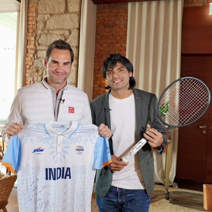 Neeraj Chopra meets Roger Federer in Switzerland, shares pics